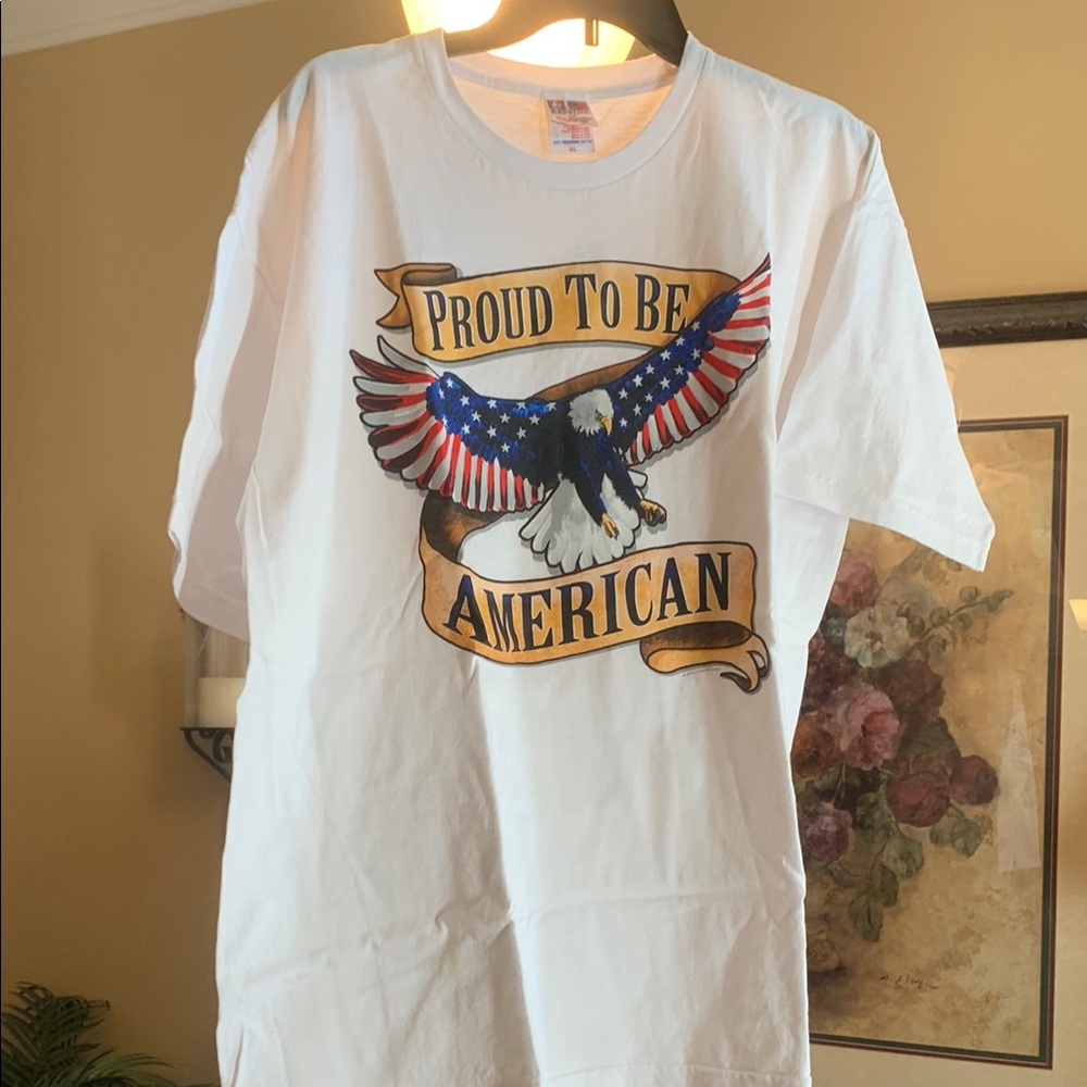 Patriotic Eagle Graphic T-Shirt - White XL
